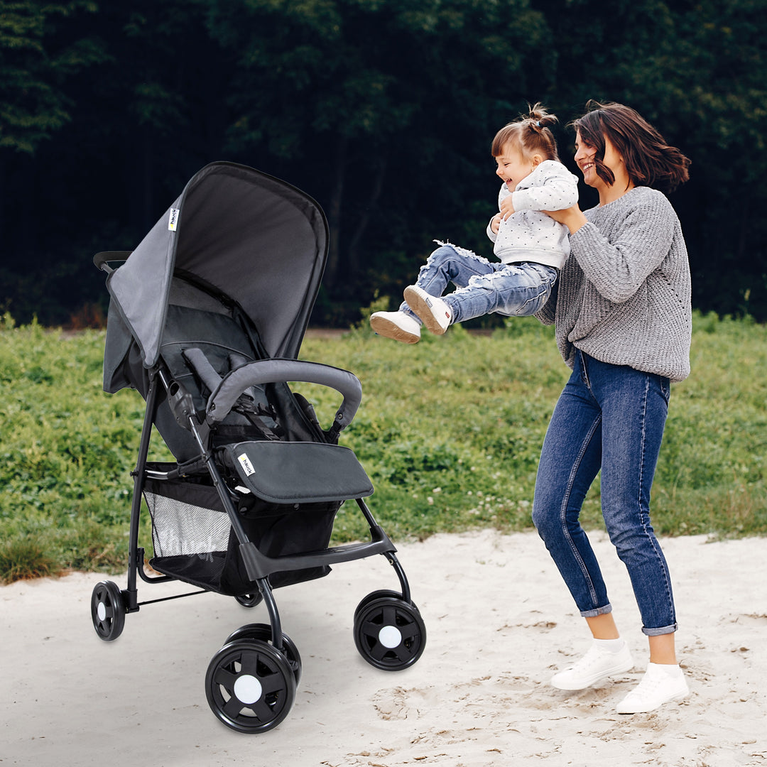 hauck Sport T13 Lightweight Compact Foldable Stroller Pushchair, Charcoal Stone