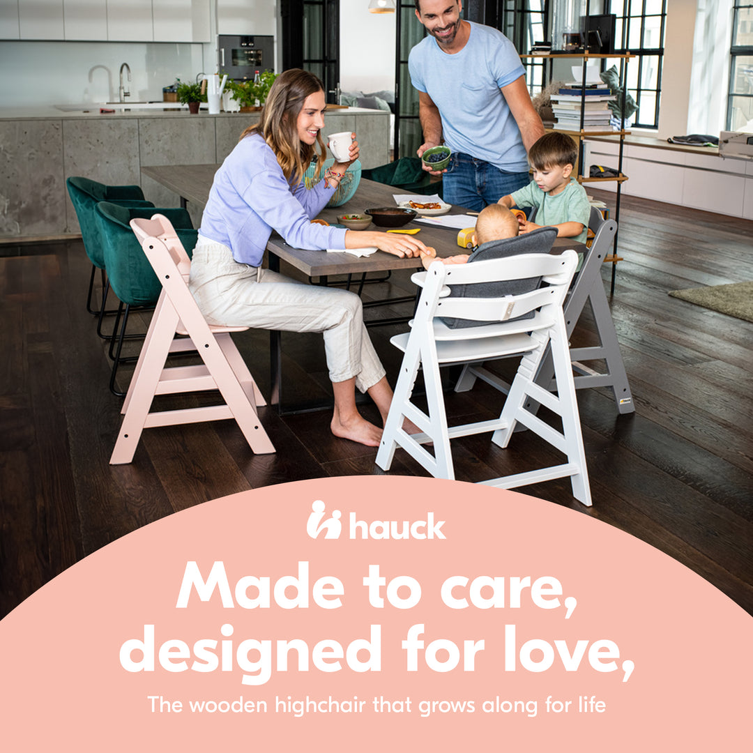 hauck Alpha+ Grow Along Adjustable Wooden Highchair, Beechwood, White (Open Box) - VMInnovations