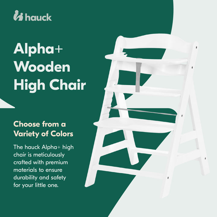 hauck Alpha+ Grow Along Adjustable Wooden Highchair Seat, Beechwood,White Finish