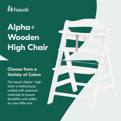 hauck Alpha+ Grow Along Adjustable Wooden Highchair, Beechwood, White (Open Box)