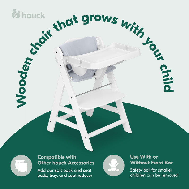 Alpha+ Grow Along Adjustable Wooden Highchair Seat,Beechwood,White Finish(Used)