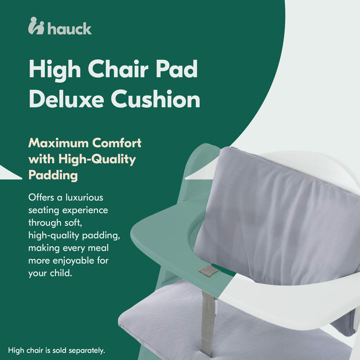 hauck High Chair Pad Deluxe Cushion for Alpha+ and Beta+ Wooden Highchair, Grey