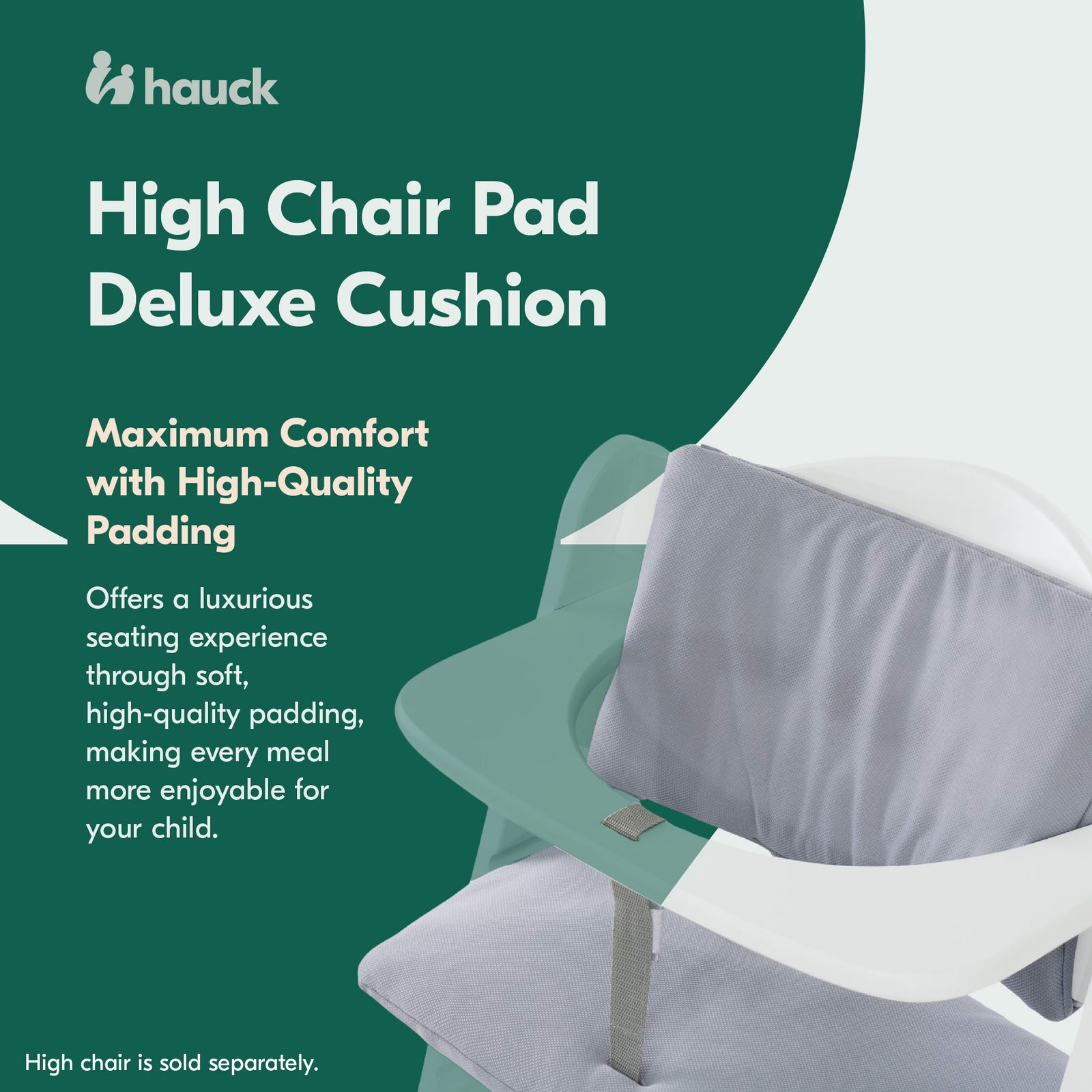 hauck High Chair Deluxe Cushion for Alpha+ & Beta+ Wooden Highchair, Grey (Used) - VMInnovations