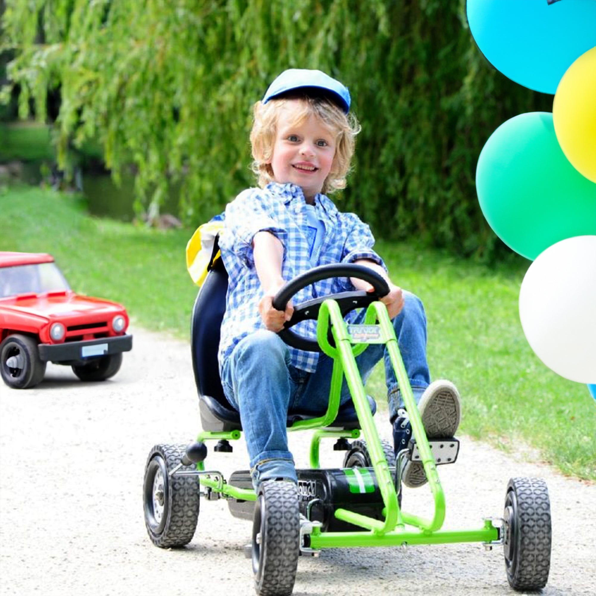 hauck Ergonomic Pedal Ride On Go Kart Toys for Boys and Girls, Green (Used) - VMInnovations