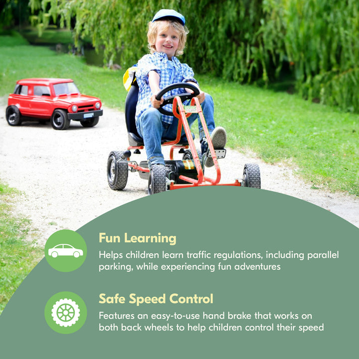 hauck Ergonomic Pedal Ride On Go Kart Toys for Boys & Girls Ages 4 to 8, Orange - VMInnovations