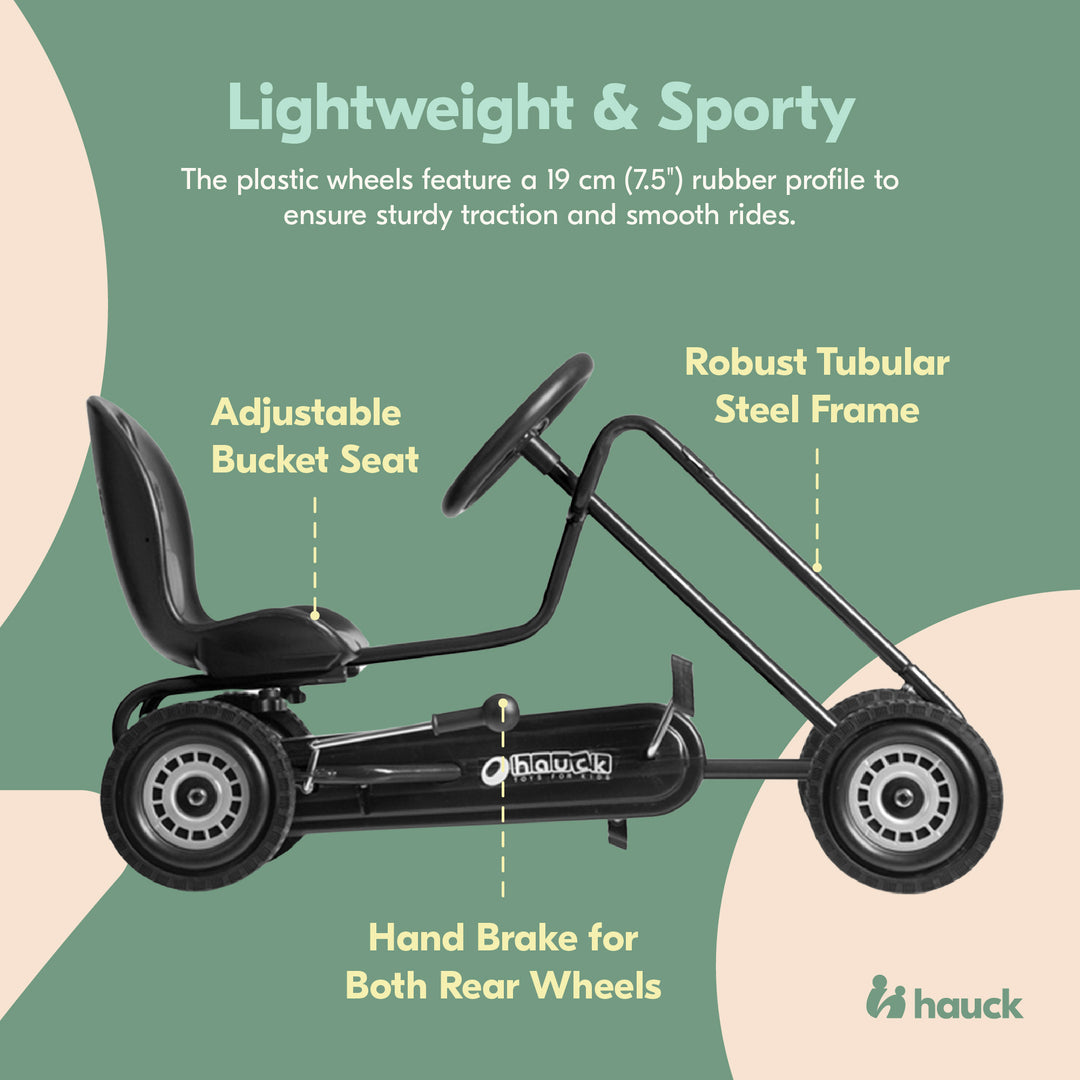hauck Ergonomic Pedal Ride On Go Kart Toy for Boys & Girls, Black (Used)