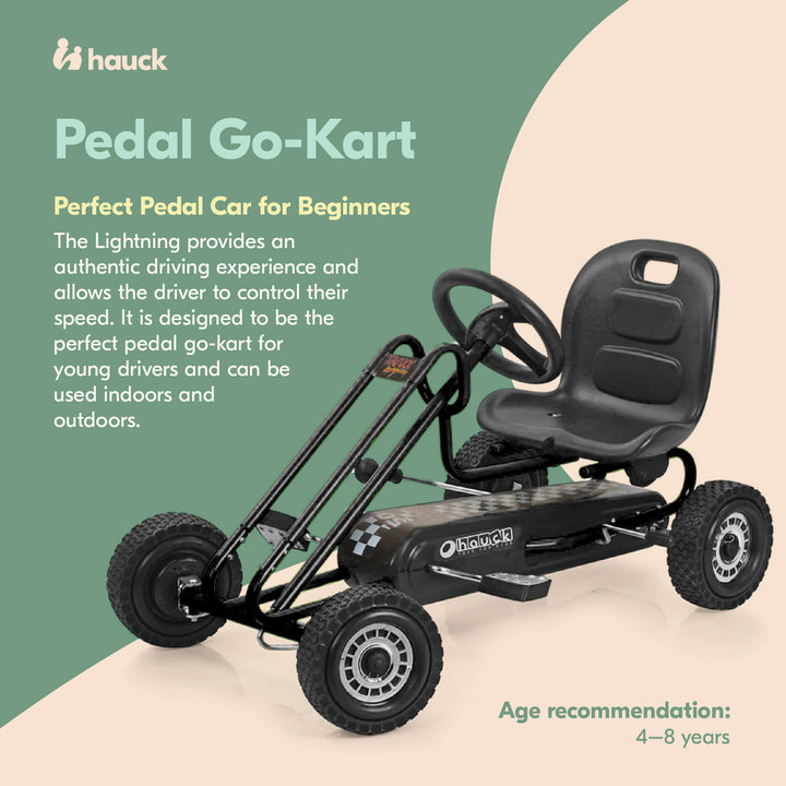 hauck Ergonomic Pedal Ride On Go Kart Toy for Boys and Girls, Black (Open Box)