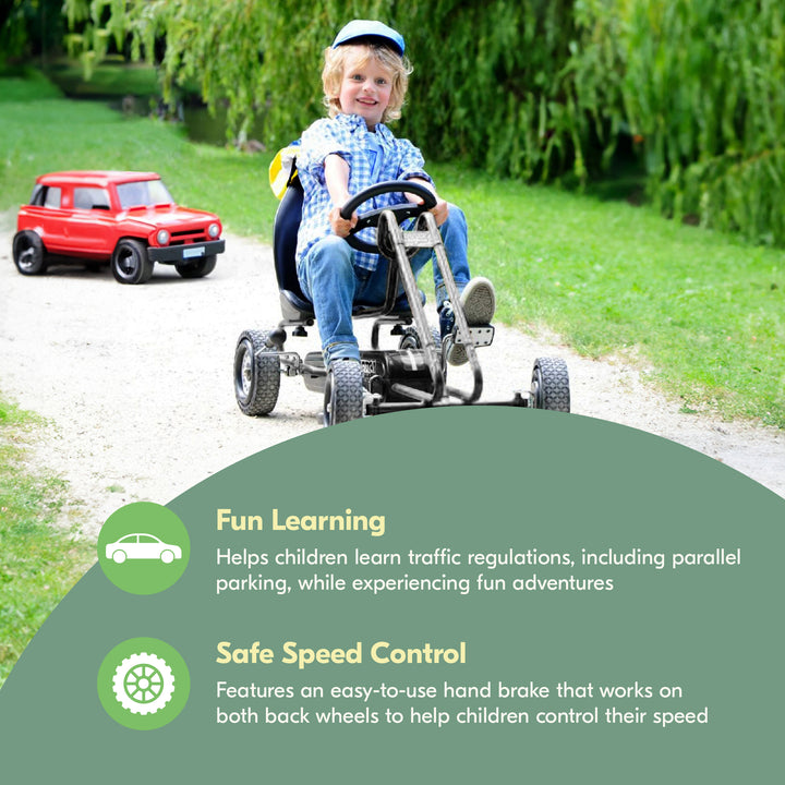 hauck Ergonomic Pedal Ride On Go Kart Toy for Boys and Girls, Black (Open Box)