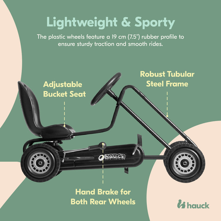 hauck Lightning Pedal Ride On Go Kart Toy for Boys and Girls, Black (For Parts) - VMInnovations