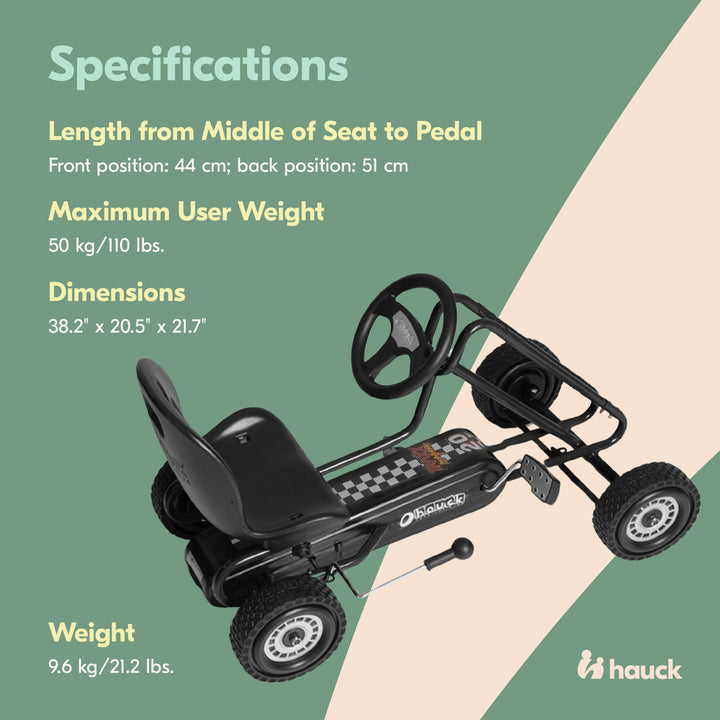 hauck Ergonomic Pedal Ride On Go Kart Toy for Boys and Girls, Black (Open Box)