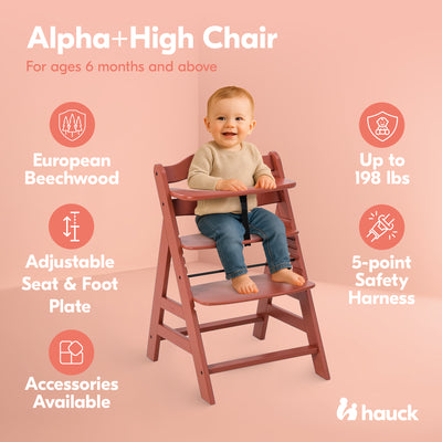 hauck Alpha+ Grow Along Adjustable Wooden Highchair, Beechwood (Open Box)