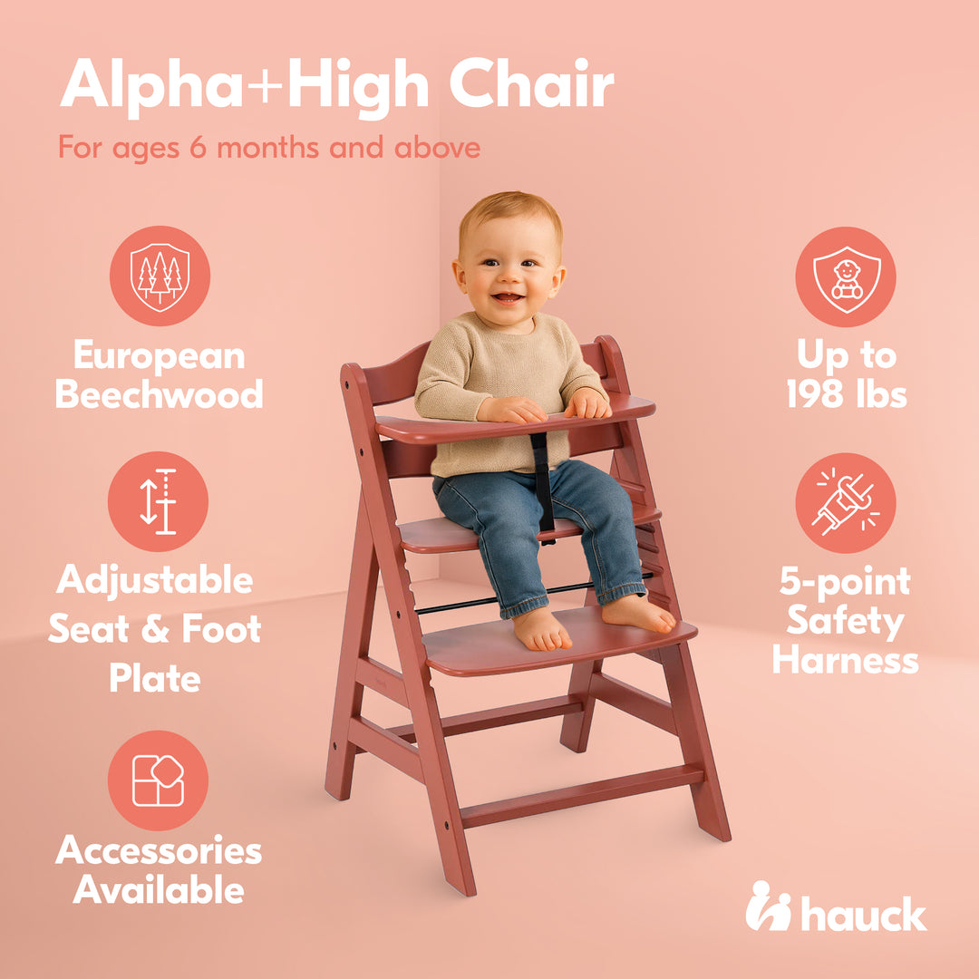 hauck Grow Along Adjustable Wooden Highchair, Beechwood, Cork Finish (Used) - VMInnovations