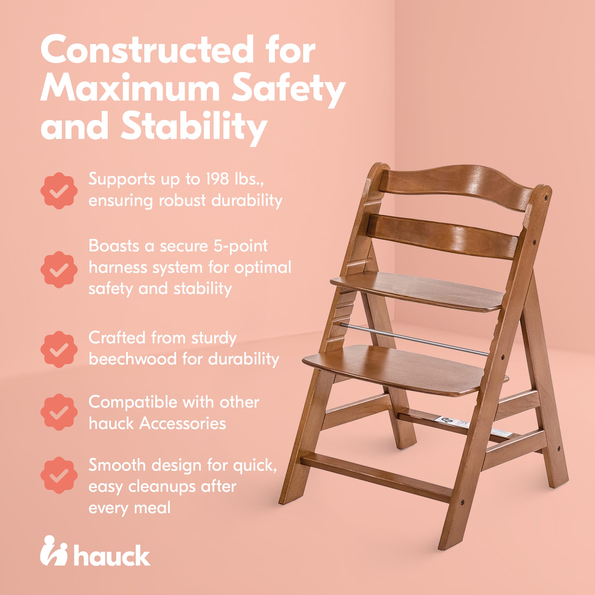 hauck Alpha+ Adjustable Booster High Chair and High Chair Tray Table, White