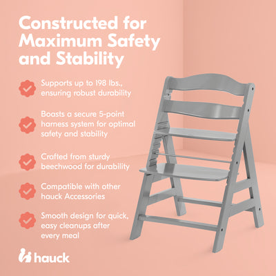 hauck Alpha+ Adjustable Booster High Chair, Grey & 2 Pack High Chair Tray Table