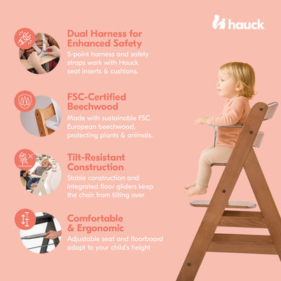 hauck Alpha+ Adjustable Booster High Chair and High Chair Tray Table, White