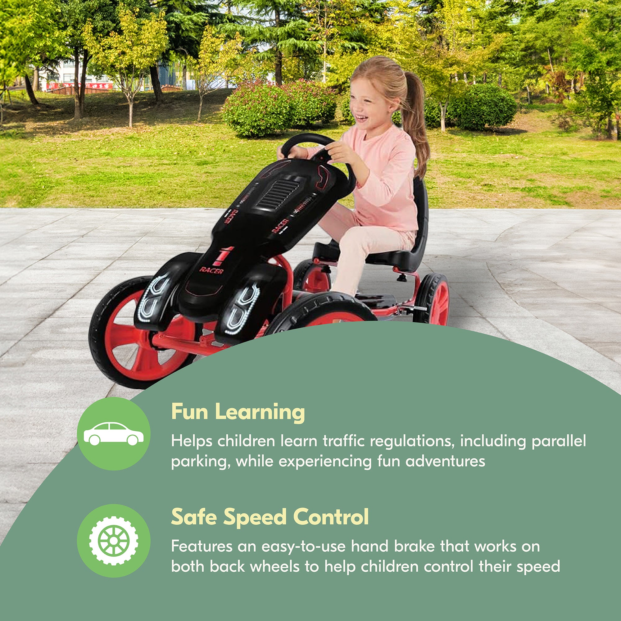 Hauck Speedster Pedal Go Kart & Adjustable Bucket Seat, Kids Ages 4-8(Open Box) - VMInnovations