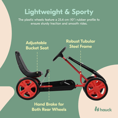 Hauck Speedster Pedal Go Kart & Adjustable Bucket Seat, Kids Ages 4-8(Open Box) - VMInnovations