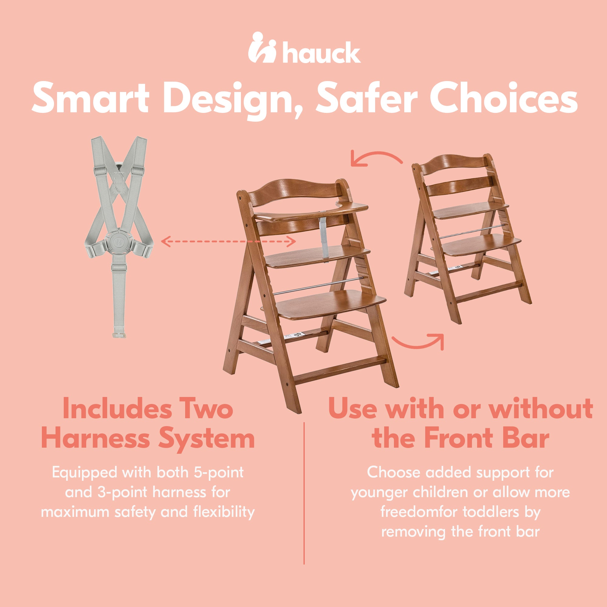 hauck Alpha+ Adjustable Booster High Chair and High Chair Tray Table, White