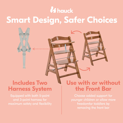 hauck Alpha+ Adjustable Booster High Chair and High Chair Tray Table, White