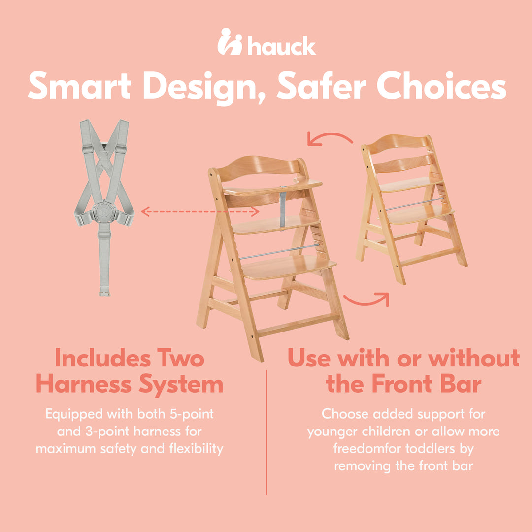 hauck Alpha+ Grow Along Adjustable Highchair Seat, Beechwood, Natural (Open Box)