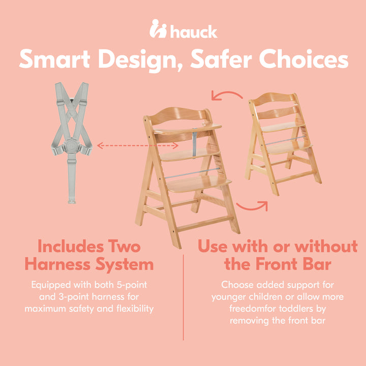 hauck Alpha+ Grow Along Adjustable Highchair Seat, Beechwood, Natural (Open Box)