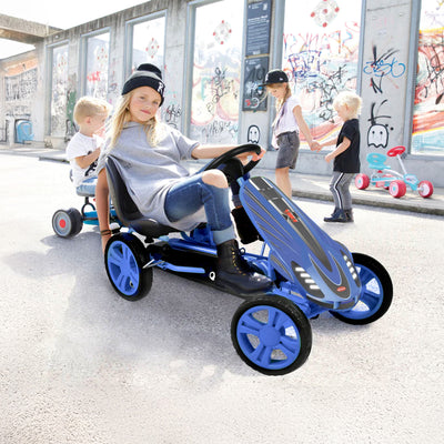 hauck Speedster Pedal Go Kart with Adjustable Bucket Seat, Kids Ages 4-8, Blue - VMInnovations