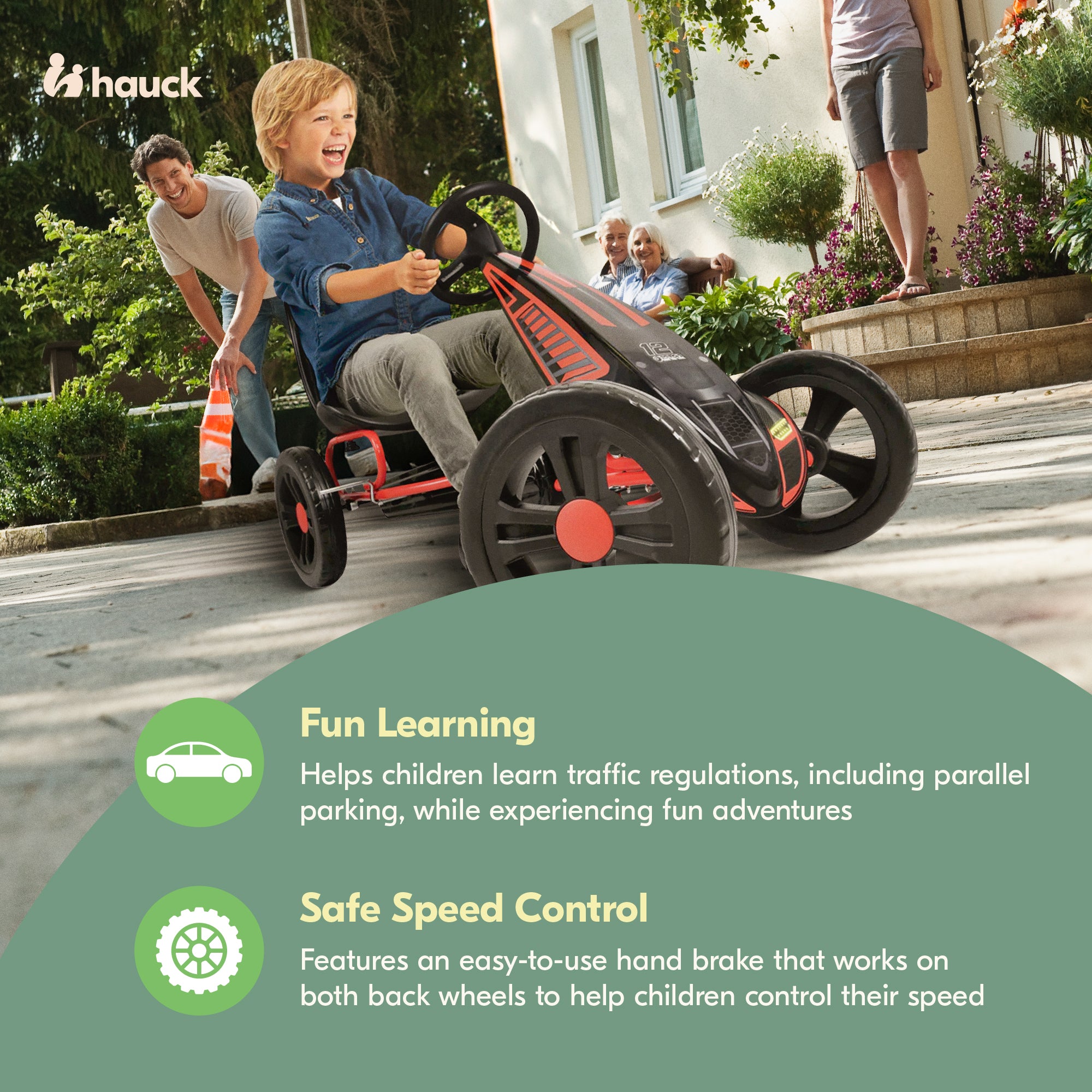 Hauck Cyclone Pedal Go Kart w/Adjustable Bucket Seat for Kids Ages 4-8(Open Box) - VMInnovations
