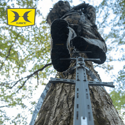 Muddy The Boss Tree Stand, Ambush Safety Harness & Hawk Set of 3 Climbing Sticks