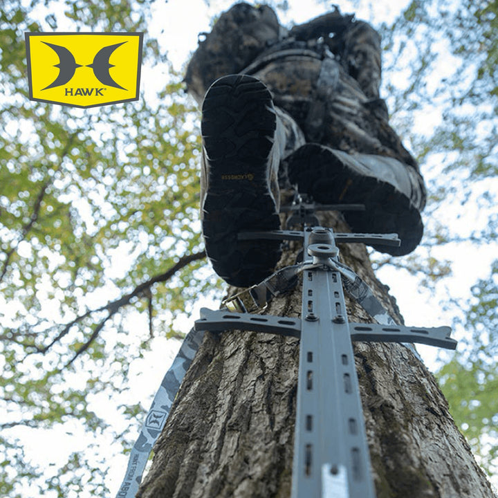 Hawk Helium Kickback Tree Stand, Set of 3 Climbing Sticks & Muddy Ambush Harness - VMInnovations