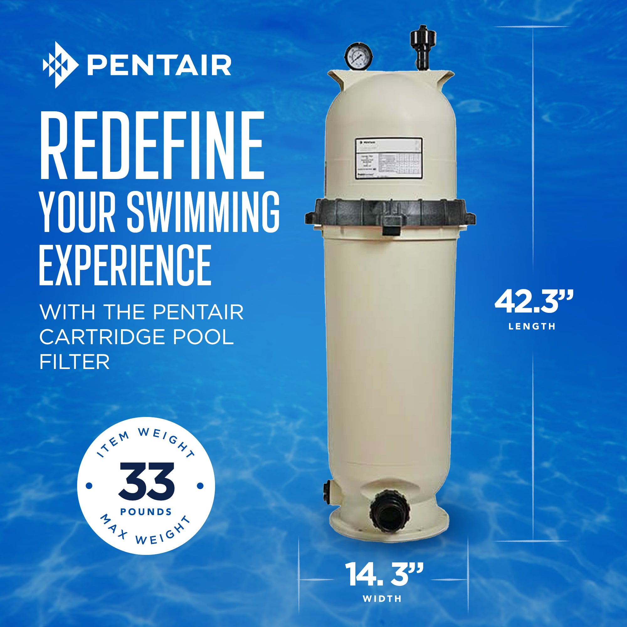 Pentair High Flow Coreless Cartridge Pool Filter Tank w/ Spring Loaded Lock Ring - VMInnovations