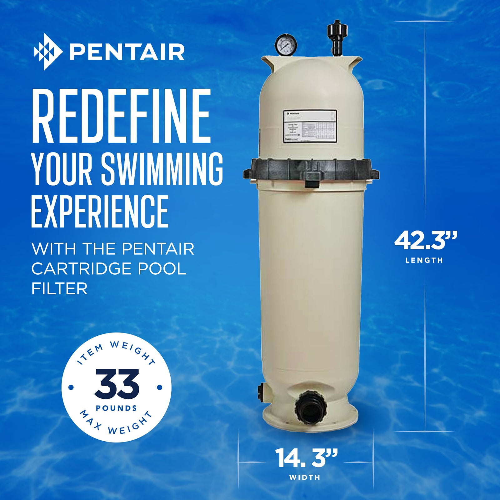 Pentair High Flow Coreless Pool Filter Tank w/ Spring Loaded Lock Ring(Open Box) - VMInnovations
