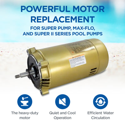 Hayward Single Speed 1 Horsepower Replacement Super Pump Motor, Gold (Used) - VMInnovations
