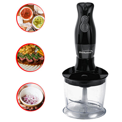 Brentwood 2 Speed Handheld Blender w/ Food Processor & Balloon Whisk Attachments