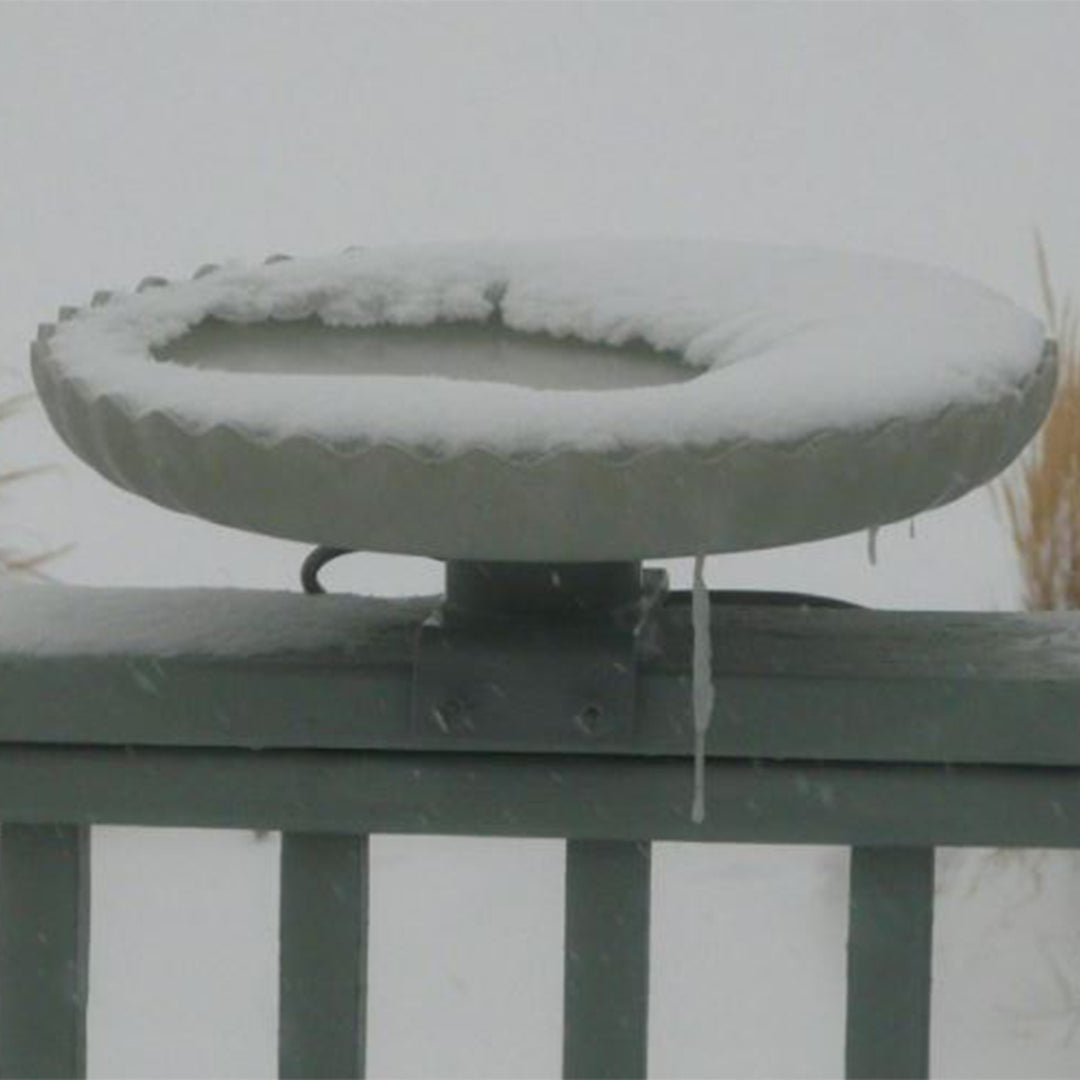 Farm Innovators 120W Stone Scalloped Heated Birdbath w/ Mount, Gray (For Parts)