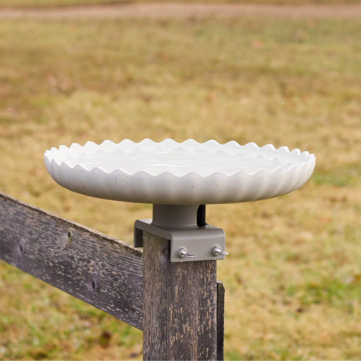 Farm Innovators 120W Stone Scalloped Heated Birdbath w/ Mount, Gray (For Parts)