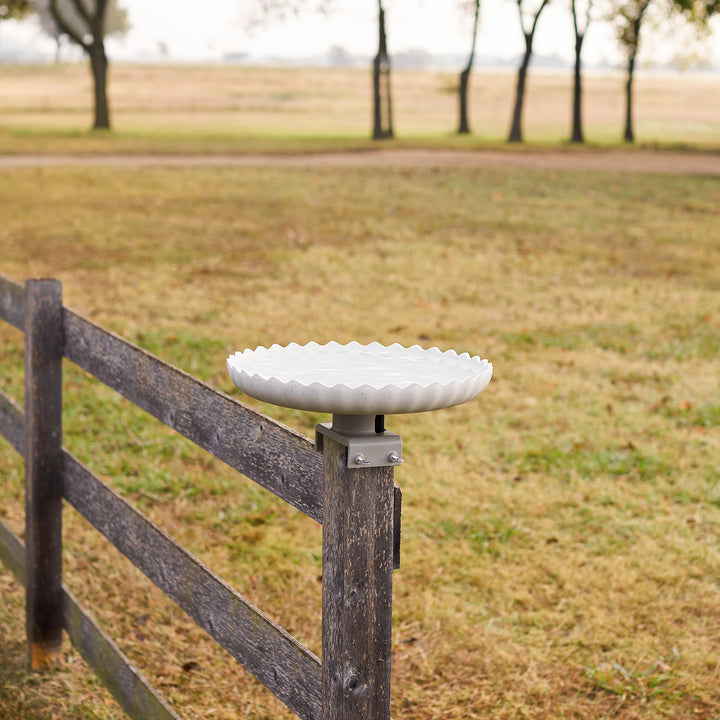 Farm Innovators 120W Stone Scalloped Heated Birdbath w/ Deck Mount, Gray (Used)