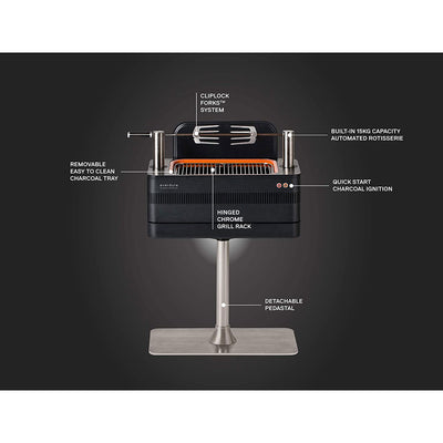 Everdure by Heston Blumenthal FUSION 29 Inch Pedestal Charcoal Grill/Rotisserie