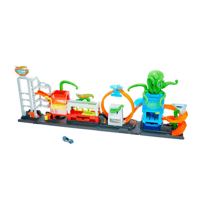 Hot Wheels City Octo Car Wash Playset with Color Changing Car Ages 4+ (Open Box)