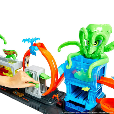 Hot Wheels City Ultimate Octo Car Wash Playset with Color Changing Car, Ages 4+