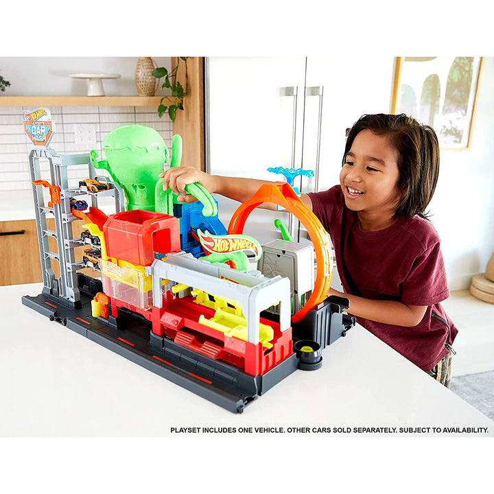 Hot Wheels City Octo Car Wash Playset w/Color Changing Car, Ages 4+ (For Parts)