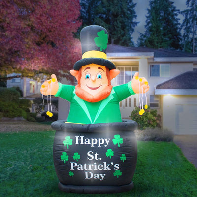 Holidayana 9' Tall Inflatable St Patricks Day Leprechaun Yard Decor (Open Box)