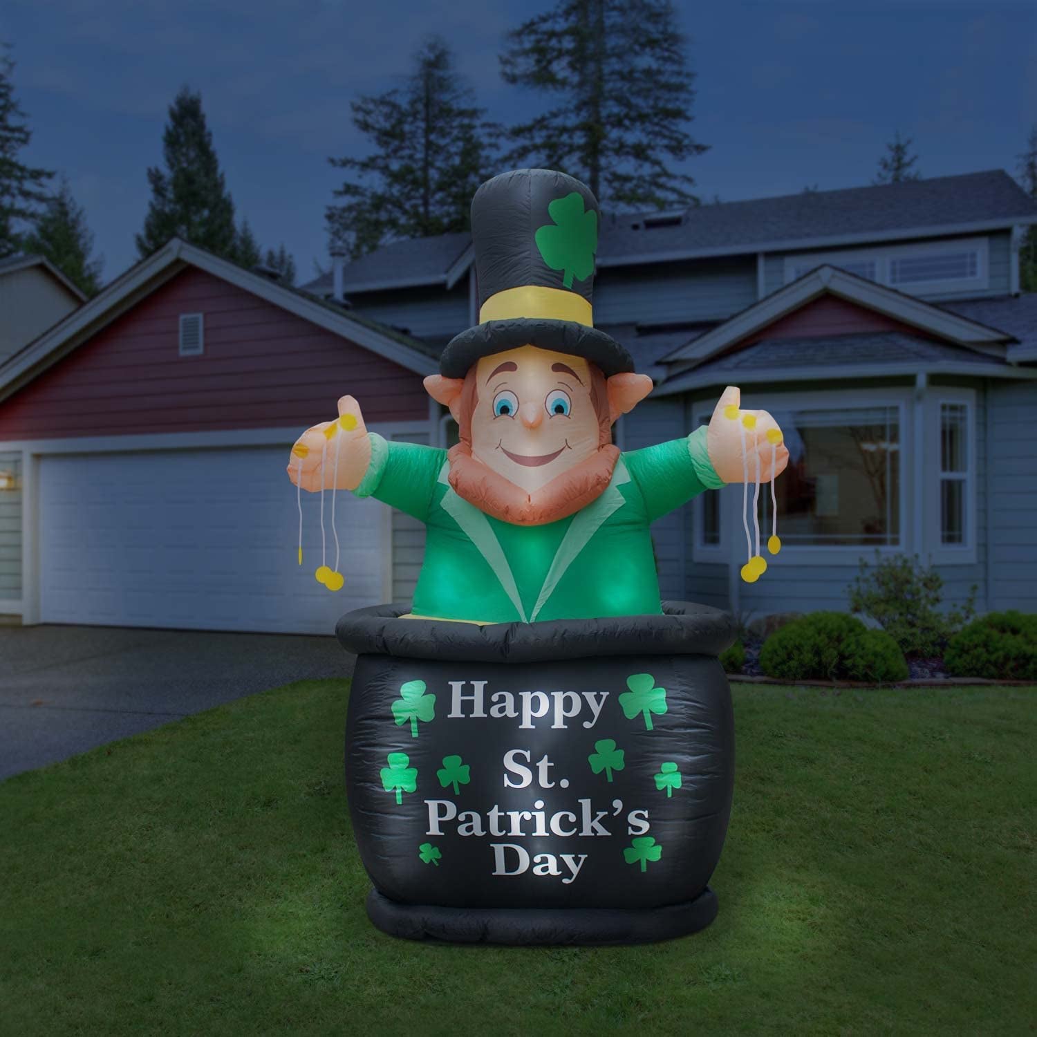 Holidayana 9' Tall Inflatable St Patricks Day Leprechaun Yard Decor (Open Box) - VMInnovations