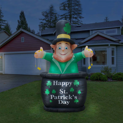 Holidayana 9' Tall Inflatable St Patricks Day Leprechaun Yard Decor (Open Box) - VMInnovations