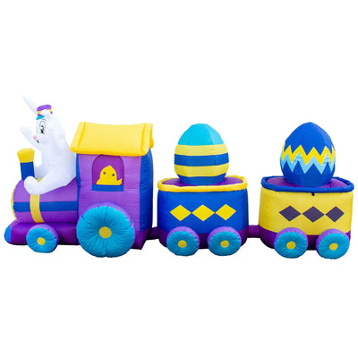 10 Ft Long Inflatable 3 Egg Car LED Easter Bunny Train Yard Decor (Used)