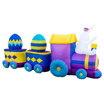 10 Ft Long Inflatable 3 Egg Car LED Easter Bunny Train Yard Decor (Used)