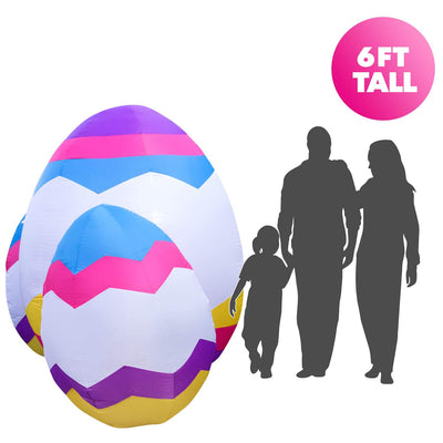 6 Foot Tall LED Light Inflatable Easter Eggs Holiday Yard Decoration (Open Box)