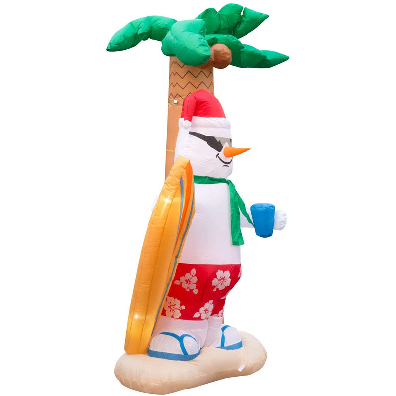 Holidayana 8 Foot Inflatable Christmas Surfing Snowman Lawn Yard Decoration