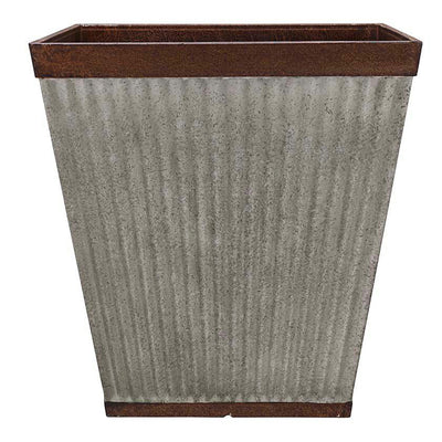 Southern Patio Rustic Resin Outdoor Planter Urn w/ Square Rustic Box Flower Pot - VMInnovations