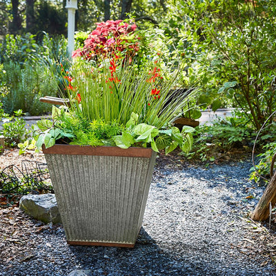 Southern Patio 16 Inch Square Rustic Resin Outdoor Box Flower Planter (3 Pack) - VMInnovations
