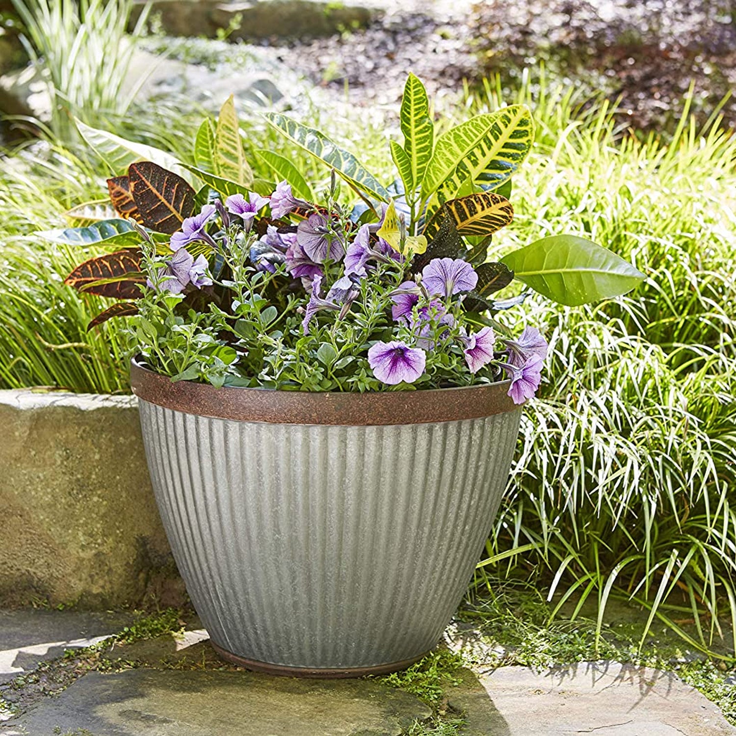 Southern Patio HDR-046868 20.5 Inch Rustic Resin Outdoor Planter Urn (2 Pack) - VMInnovations